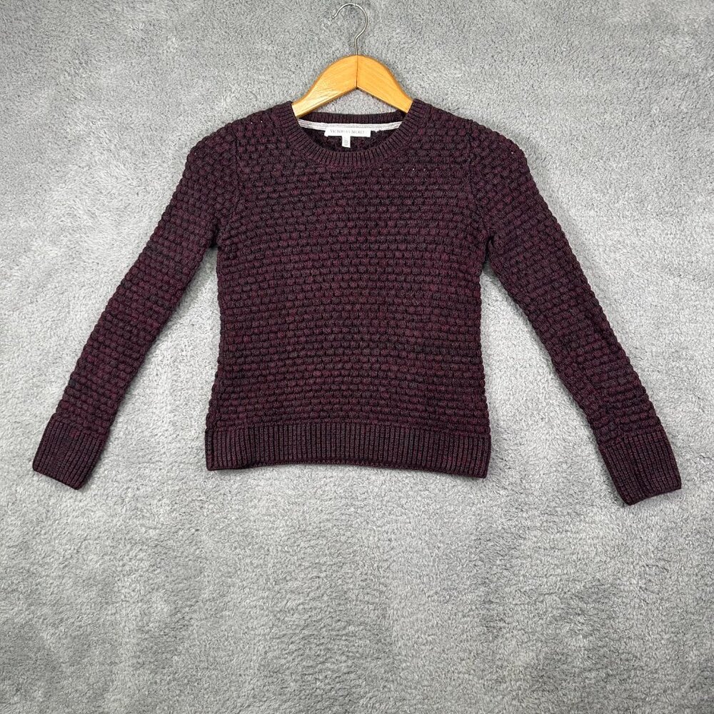 Victoria’s Secret Sweater Slim Fit Chunky Knit‎ Marled Crewneck Sweater Purple S